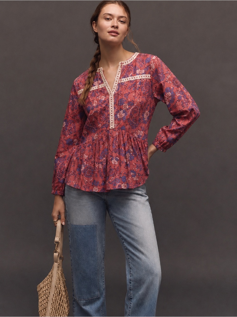 Anthropologie‎ Maeve Abella Pintuck Peasant Blouse Size 0